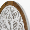Distressed Wood Framed Round White Floral Wall Accent Medallion - 24"